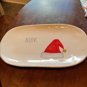 Rae dunn believe santa hat platter